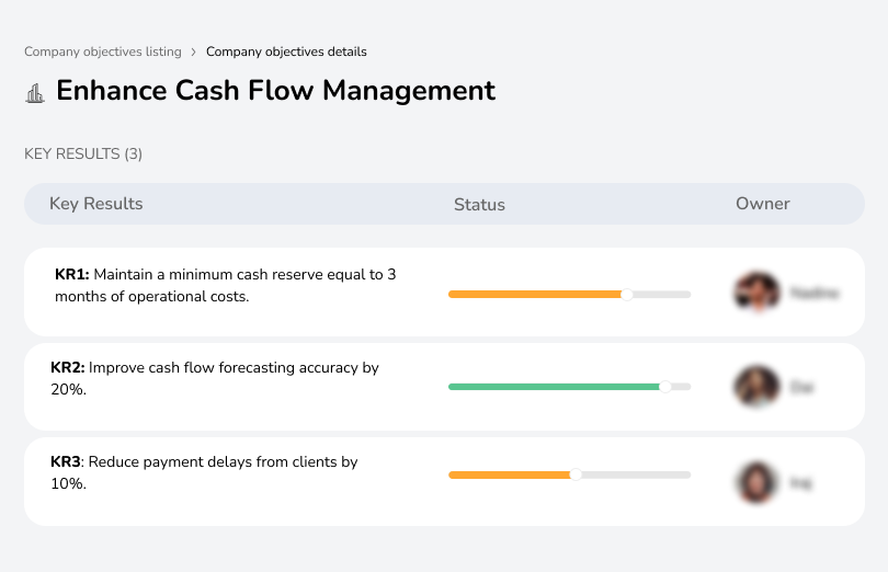 Improve cash flow management to ensure financial stability and optimize liquidity.