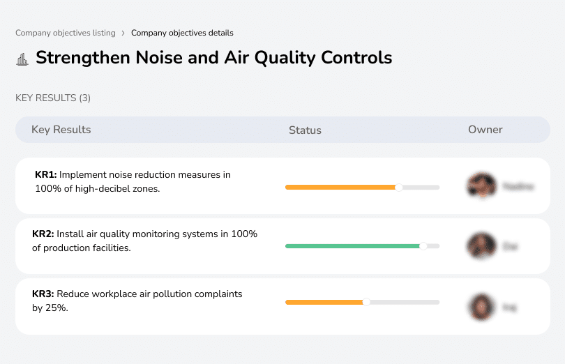 Improve noise and air quality controls in production facilities.
