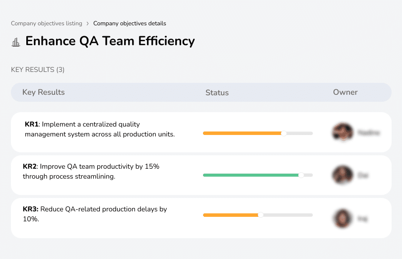 Implement a centralized management system, improve productivity by 15%, and reduce production delays by 10%.