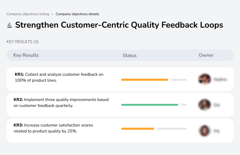 Collect feedback on all products and improve customer satisfaction by 25%.