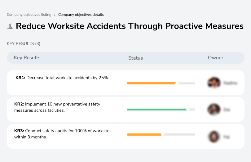 Decrease accidents with new safety measures and audits.