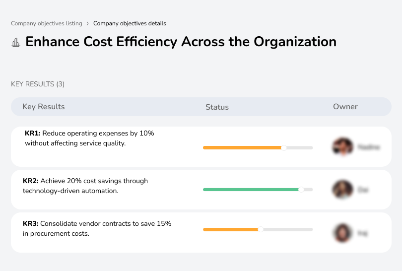 Improve cost efficiency across the organization to optimize resources and maximize profitability.