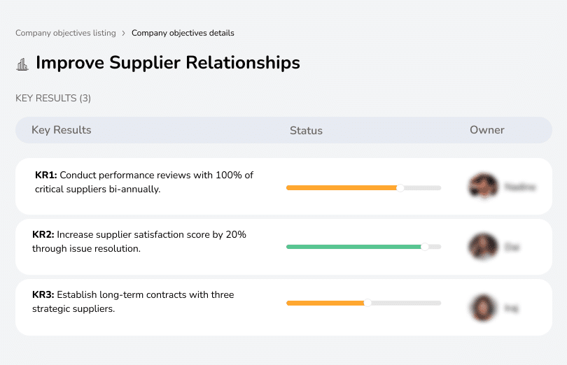 Enhance supplier performance through reviews, contracts, and satisfaction.
