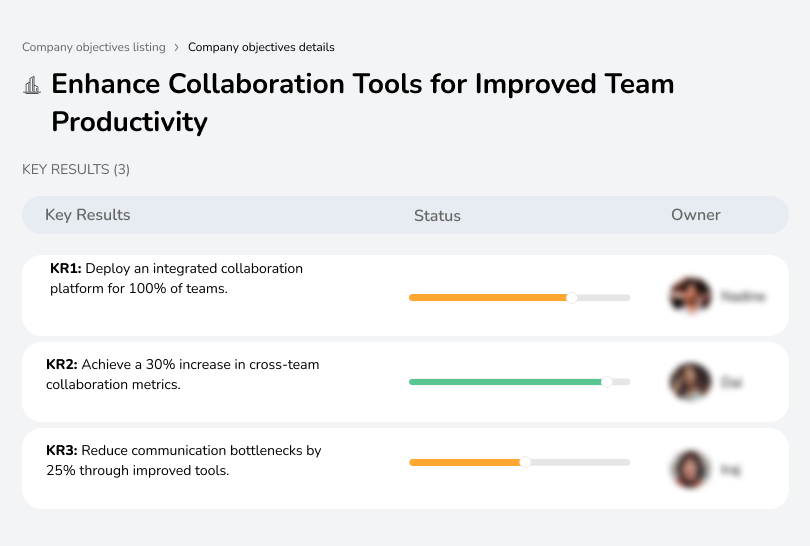 Deploy integrated collaboration platform, increase cross-team collaboration by 30%, reduce communication bottlenecks.