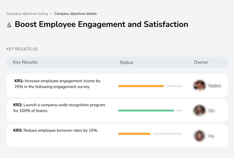 Enhance employee engagement and satisfaction to foster a motivated and productive workforce.
