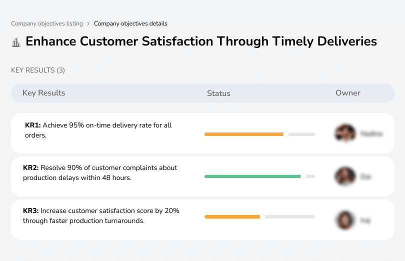 Achieve on-time delivery, resolve complaints, and improve satisfaction.